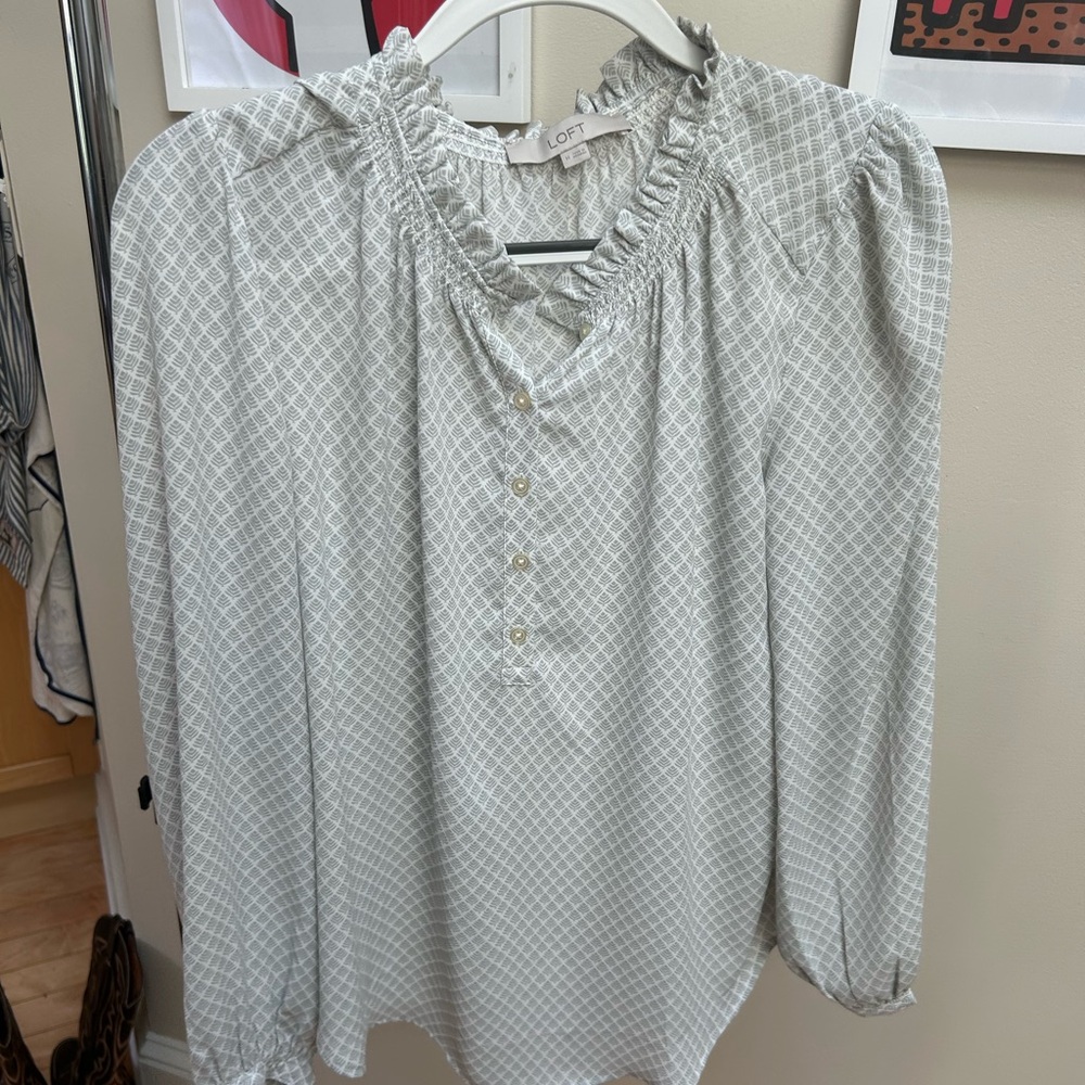 LOFT Gray Blouse Top